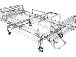 Hospital Bed 3D Model preview