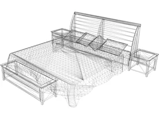 Double Bed 3D Model preview
