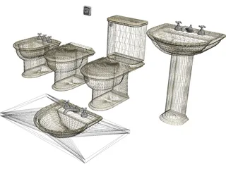 Bathroom Furniture Set 3D Model preview