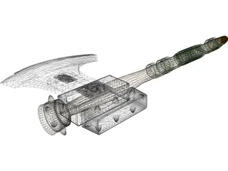 Medieval Battle Axe Handle 3D Model preview