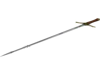 Medieval Thin Sword 3D Model preview