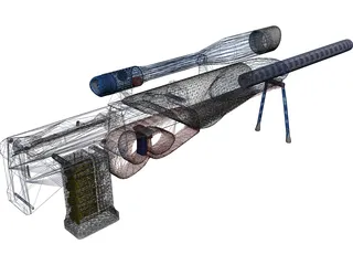 Sniper Rifle Shooting with Bullets 3D Model preview