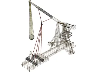 Medieval Catapult Trebuchet 3D Model preview