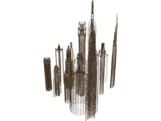 Futuristic Skyscraper Collection 3D Model preview