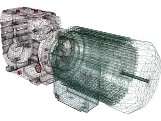 Worm Gear Motor Large 3D Model preview