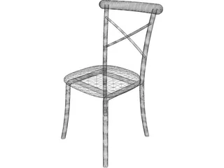 Metal Kitchen Chair with Padded Back 3D Model preview