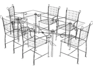 Table with Chairs 3D Model preview