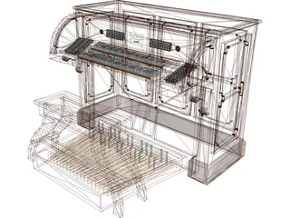 Church Pipe Organ Console 3D Model preview