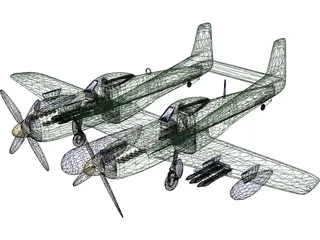 F-82 Twin Mustang 3D Model preview