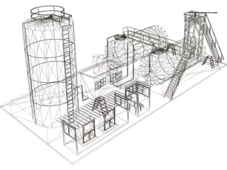 Petroleum Refinery 3D Model preview