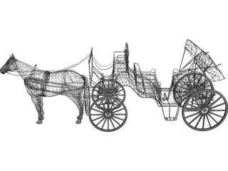 Old Style Horse Carriage 3D Model preview