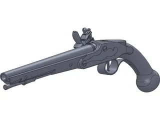 Flintlock Holster Pistol C 1760 3D Model preview