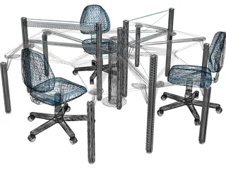Office Table Set 3D Model preview