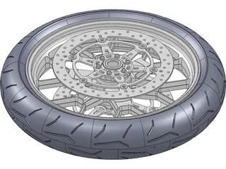 Motorcycle Front Wheel 3D Model preview