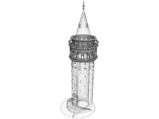 Galata Tower Turkey Istanbul 3D Model preview
