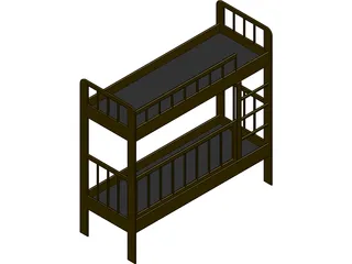 Two-Level Children Bed 3D Model preview