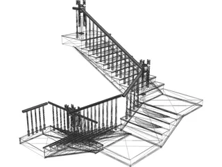 Stair with 3 Flights and 3 Landings 3D Model preview