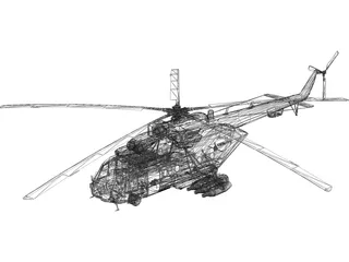 MI-8 Hip Transport Helicopter with Rocket Pods 3D Model preview