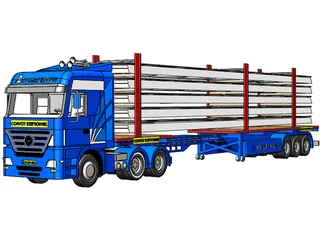 Mercedes-Benz Convoy Exeptionnel 3D Model preview