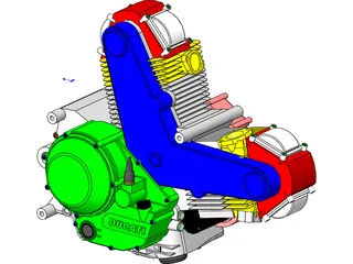 Ducati 900cc Air Cooled Engine 3D Model preview