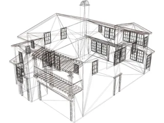 Spanish Style House 2 Story 3D Model preview
