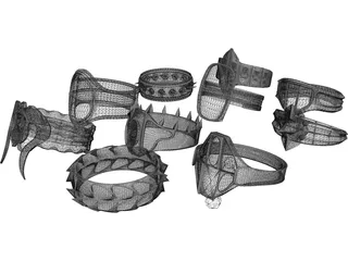 Rings Collection 3D Model preview