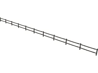 Split Rail Fence 3D Model preview