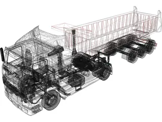 Volvo FH16 Semitrailer Dumper 5 Axle 3D Model preview