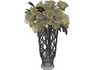 Vase with Roses 3D Model preview