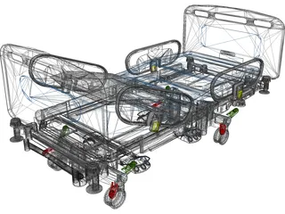 Hospital Bed 3D Model preview