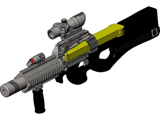 P-90 Machine Gun 3D Model preview