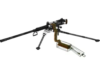 M2A2 HB .50 Cal Machine Gun 3D Model preview