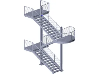Fire Escape Stair 3D Model preview