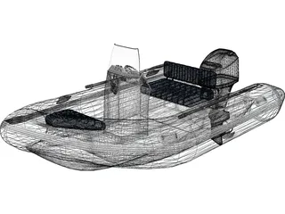 Inflatable Boat with Outboard Motor 3D Model preview