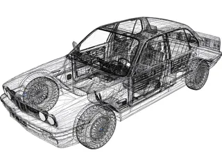 BMW E30 320i 4-door 3D Model preview