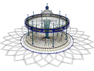 Amusement Park Carousel 3D Model preview