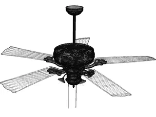 Ceiling Fan with Lamp 3D Model preview