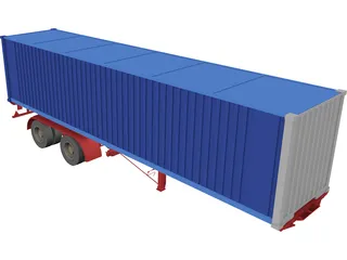 Renault Magnum Container Trailer 3D Model preview