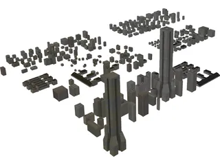 City Buildings Set 3D Model preview
