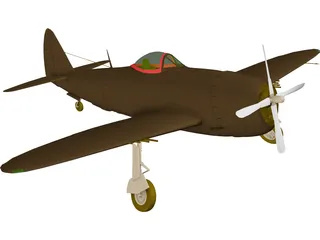 Republic P-47 Thunderbolt Bubble Canopy 3D Model preview