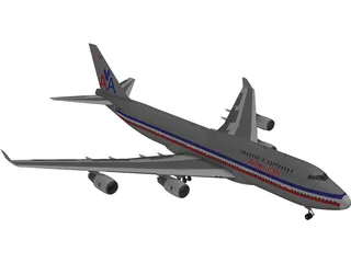 Boeing 747-400 Airliner 3D Model preview