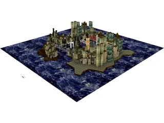 City Part at Midnight 3D Model preview