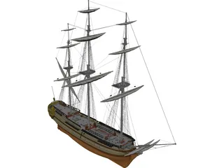 Le Glorieux Ship Of Line 3D Model preview