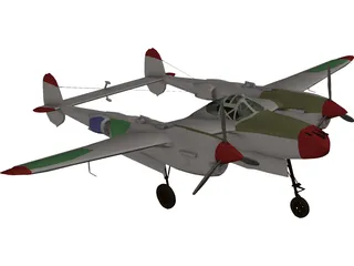 Lockheed P-38 J/L Lightning 3D Model preview