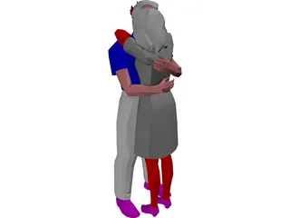 Adults Hugging 3D Model preview