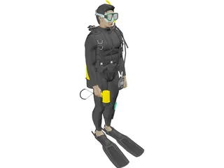 Scuba Diver Male 3D Model preview
