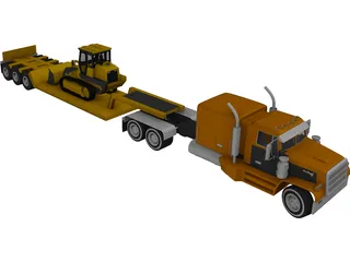 Lowboy Semi Truck 3D Model preview