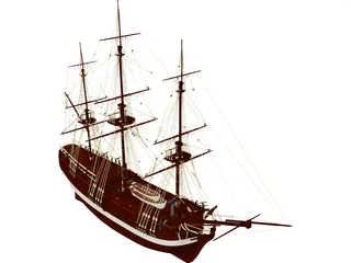 Schooner Frigate Constitution Class 3D Model preview