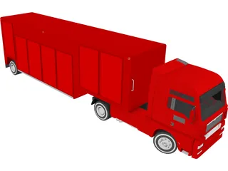 Euro Semi Truck with Trailer 3D Model preview