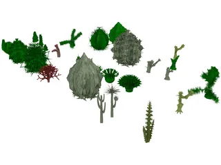 Cactuses Collection 3D Model preview